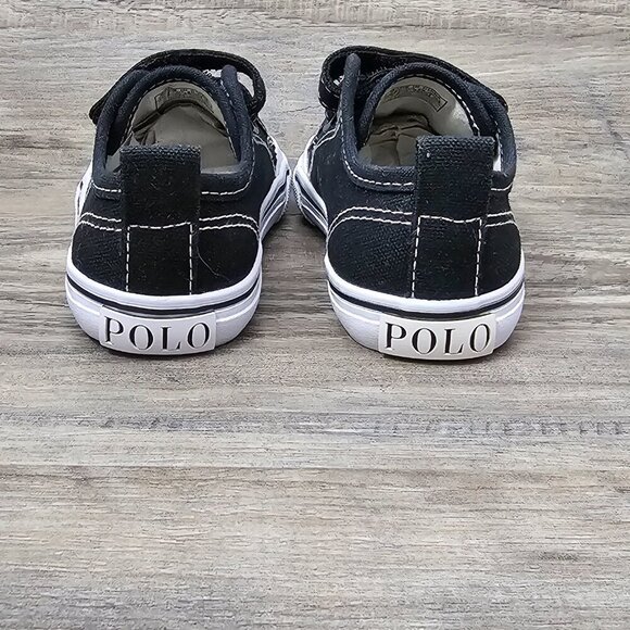 POLO RALPH LAUREN New Karlin Ez Shoe Unisex Kids Black Canvas Sneaker - Picture 6 of 11